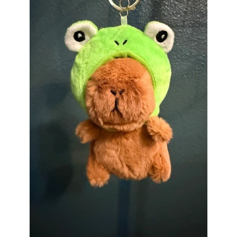 Capybara Plush Purse Charm Keychain | Frog Hat | NWT